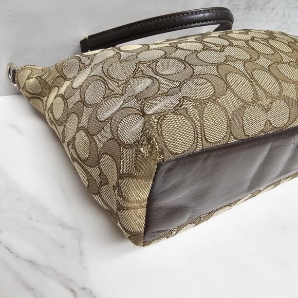 Coach Small Kelsey Satchel in Signature Jacquard Khaki/Brown - Picture 8 of 15